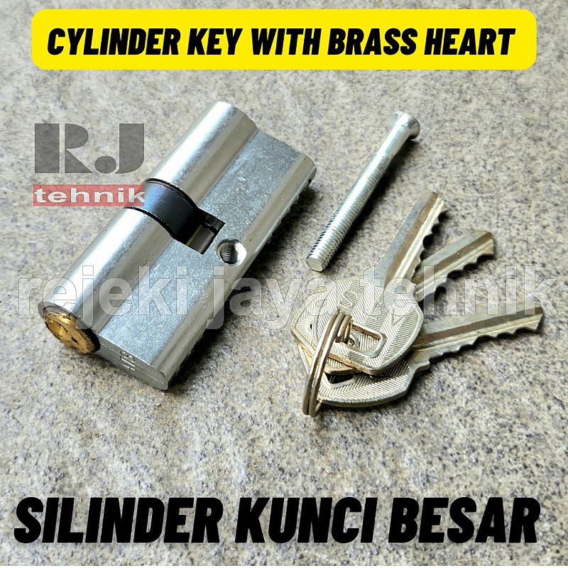 Silinder Kunci Pintu Besar Kuning / Putih Cylinder Key With Brass Heart 60mm 